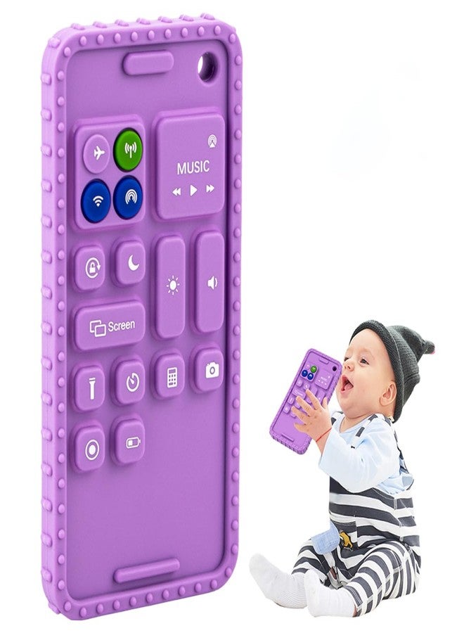 Besosay Baby Phone Teething Toys for Babies 0-3, 0-6, 6-12 Months | Soft Silicone Cell Phone Teethers Toys | Baby Fidget Toys 0-6 Months | Infant Teether for Breastfeeding Baby Boy Girl (Purple) - Image 1